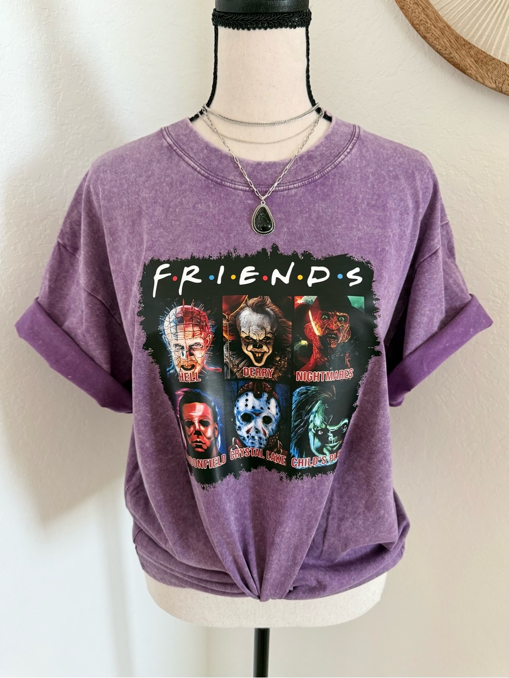 Friends Horror Graphic Tee in Vintage Purple